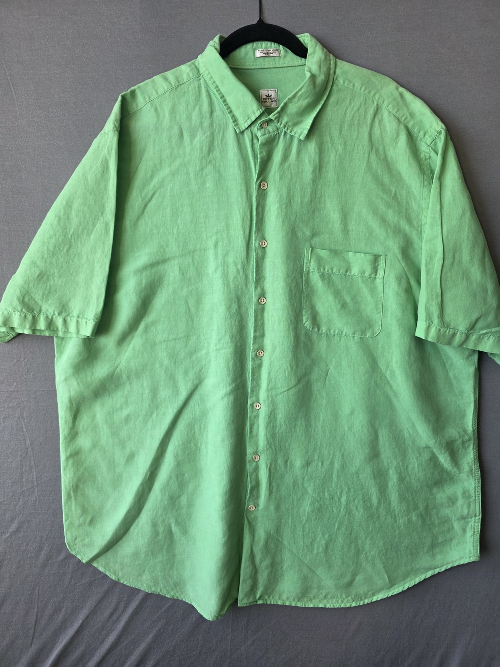 Peter Millar Crown Sport Men’s 2XL Green Linen Silk Short Sleeve Button Down
